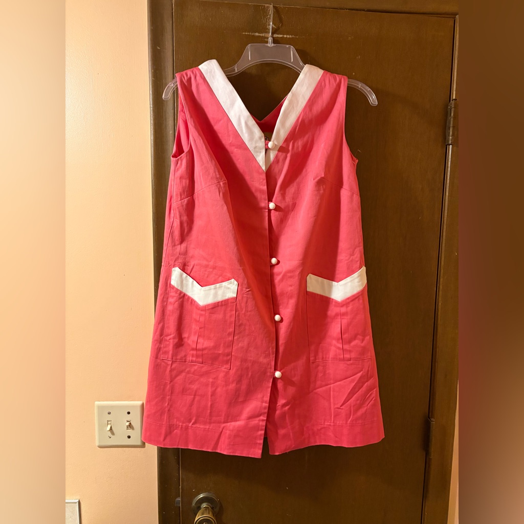 Nwt Elizabeth Mckay Pink & White Retro Style Mini Dress